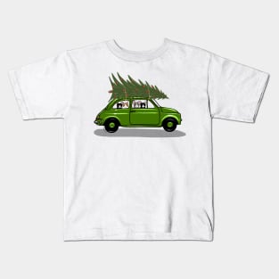 Bringing Home the Christmas Tree Green Kids T-Shirt